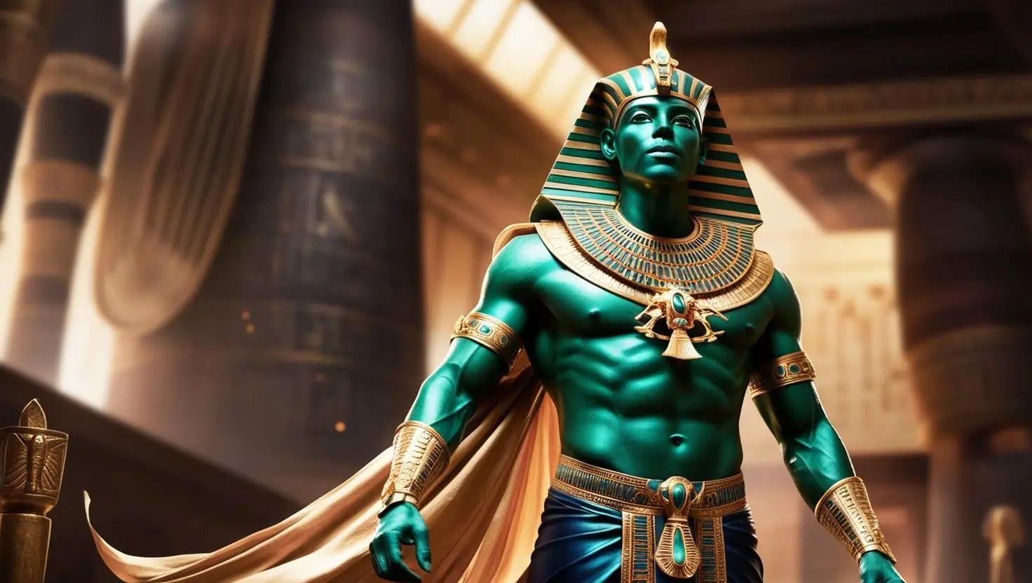 Statue ou représentation d'Osiris, dieu égyptien momiforme portant la couronne Atef